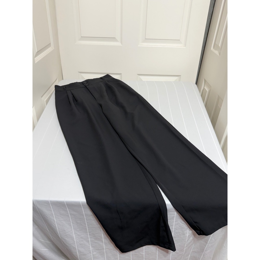 Halara Black Wide Leg Pleated Trousers High Waisted Pants Medium Tall M Tall